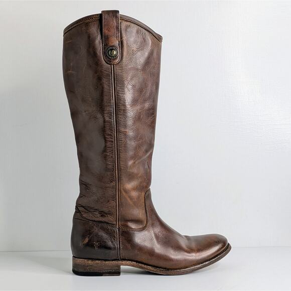 Frye Melissa Button Brown Leather Tall Boots 7.5 Equestrian Western Boho 77172 - Picture 10 of 16